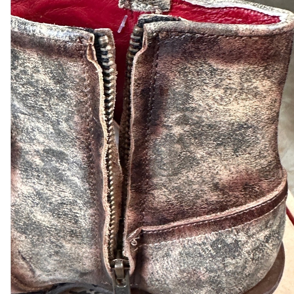 Ferrini NWB Women's Distressed Leather Ankle Boots‎ Side Zip Western Style SZ6B - Picture 8 of 12